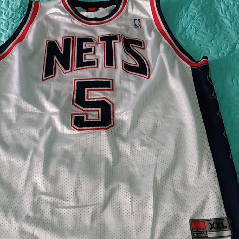 Men's White and Black Jason Kidd Nets Jersey